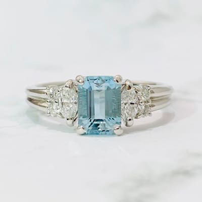Aquamarine ring 0.95ct Pt900
