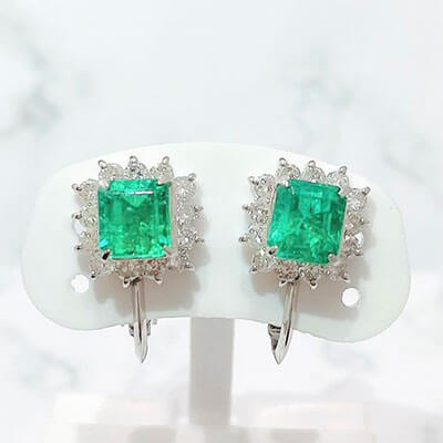 Emerald Earrings 0.82ct/0.84ct Pt900
